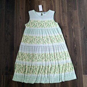 NWT Charming Charlie Flowy Maxi Dress Soft Gardening Floral Cottage Feminine